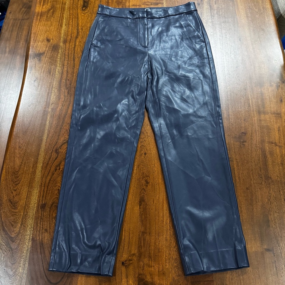 J. Crew Kate Straight-Leg Pant in Faux Leather Blue Size 6 - Picture 2 of 9